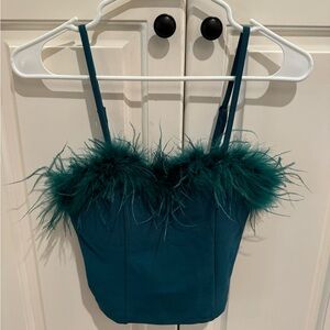 2 piece- Thirty Thirty Crop Top and Skirt with fun feathers!